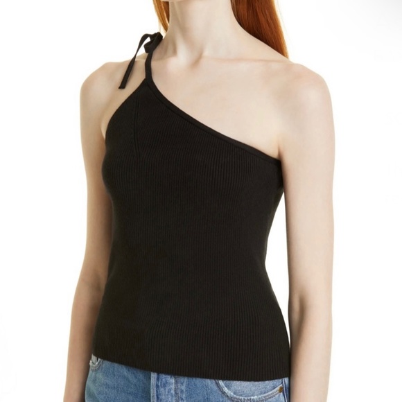 NEW BA&SH BLACK ONE-SHOULDER TANK TOP - Picture 3 of 9